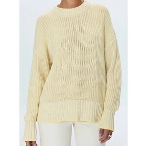 Pistola Tina Sweater Sz M Yellow Chunky Knit Crew Neck‎ Oversized 100% Cotton